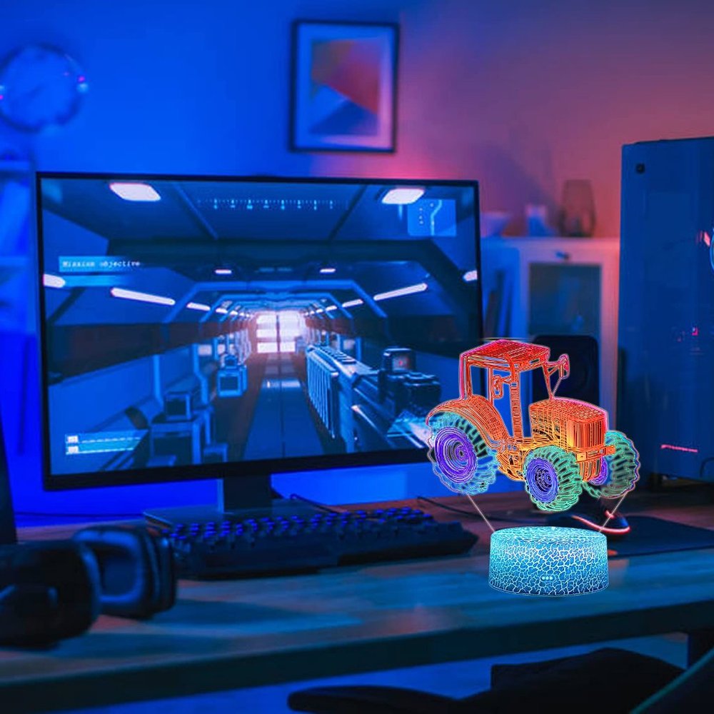 Toy Cars 3D Night Light with Remote & Smart Touch Dynamic Colors - Picture 2 of 2